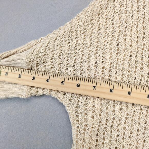 Bebe Beige Open Back Knit Sweater Women's M/L Boxy Crop Short Sleeve Y2K Boho - Picture 6 of 10
